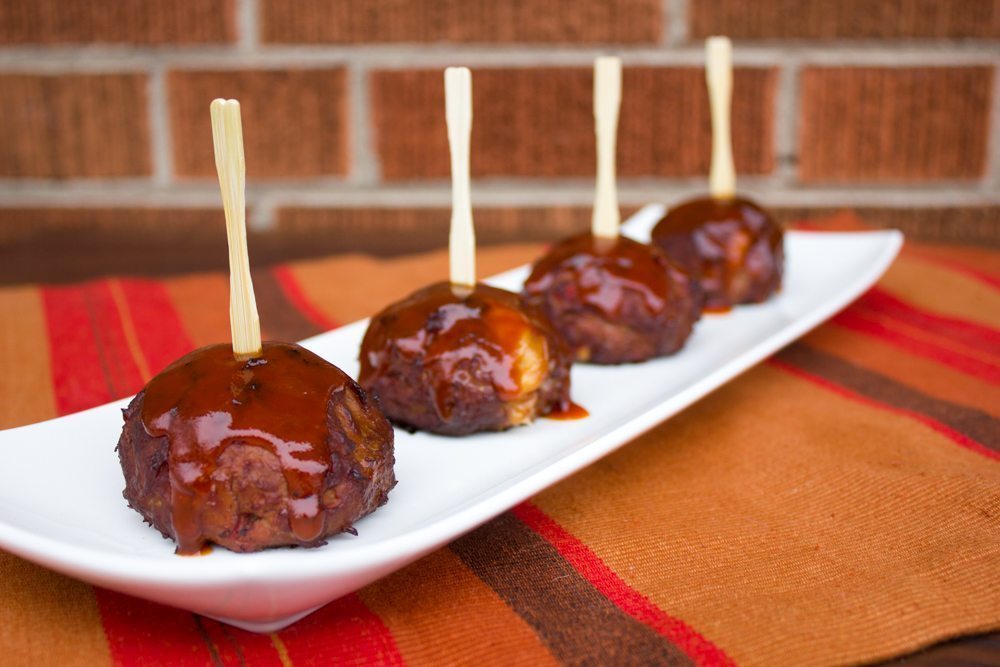 Meatball appetizers on a plate