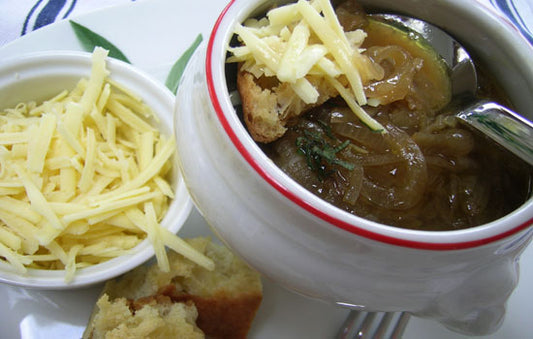 Bradley Smoky Onion Soup with Sage, Crispy Croutons & Strong Cheddar